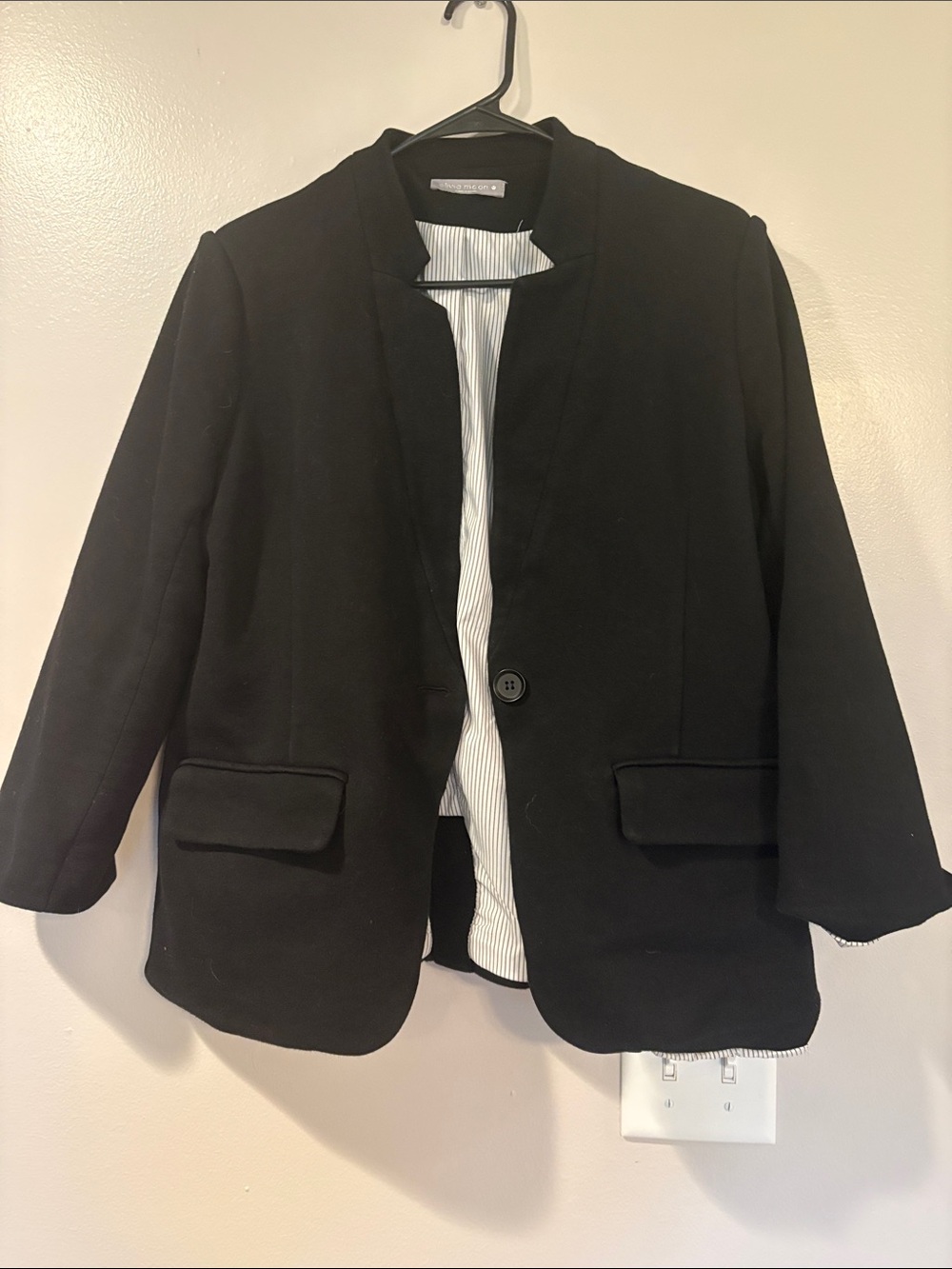 Olivia Moon striped Knit Black Single-Button Women's Blazer